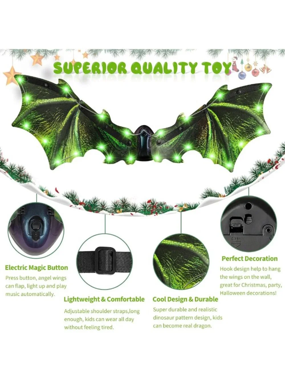 LED Light-Up Dinosaur Wings Costume for Kids - Halloween Dress-Up & Party Gift